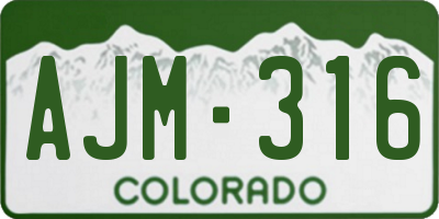 CO license plate AJM316