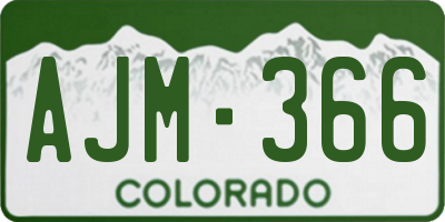 CO license plate AJM366
