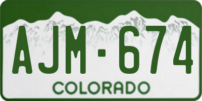 CO license plate AJM674