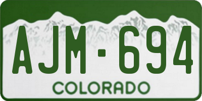 CO license plate AJM694