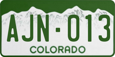 CO license plate AJN013
