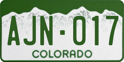 CO license plate AJN017
