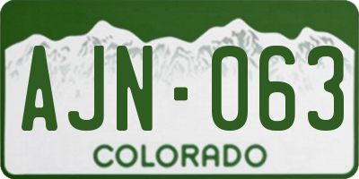 CO license plate AJN063