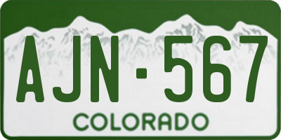 CO license plate AJN567