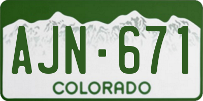 CO license plate AJN671