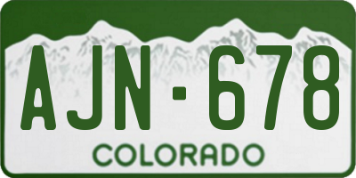 CO license plate AJN678