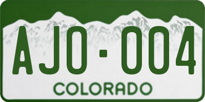 CO license plate AJO004