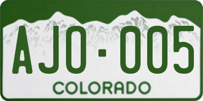 CO license plate AJO005