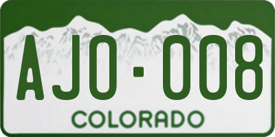 CO license plate AJO008