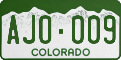CO license plate AJO009