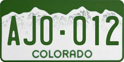 CO license plate AJO012