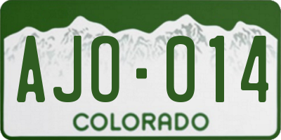 CO license plate AJO014