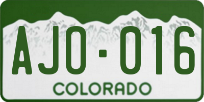 CO license plate AJO016