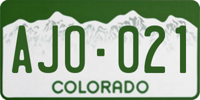 CO license plate AJO021
