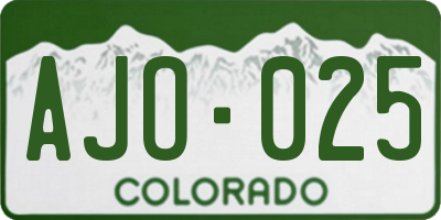 CO license plate AJO025