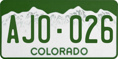 CO license plate AJO026