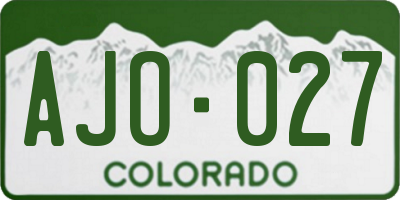 CO license plate AJO027