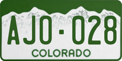 CO license plate AJO028