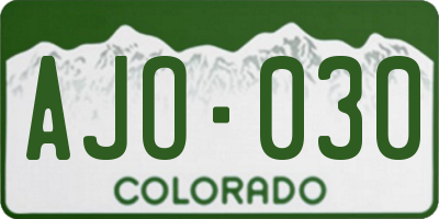 CO license plate AJO030