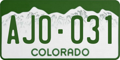CO license plate AJO031