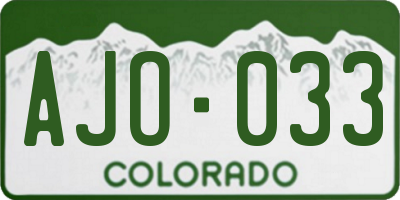 CO license plate AJO033