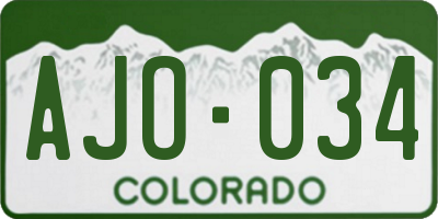 CO license plate AJO034