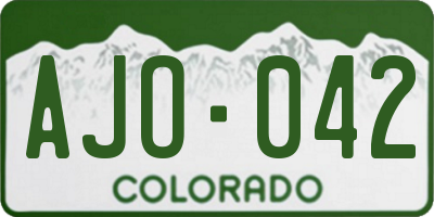 CO license plate AJO042