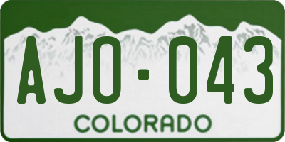 CO license plate AJO043