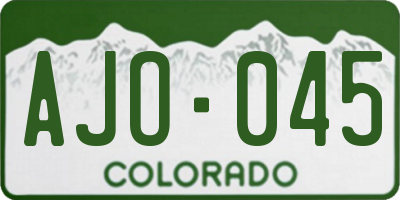 CO license plate AJO045