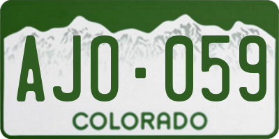 CO license plate AJO059