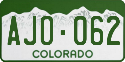 CO license plate AJO062