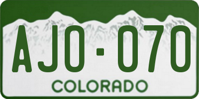 CO license plate AJO070