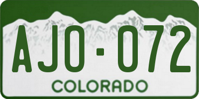 CO license plate AJO072