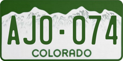CO license plate AJO074