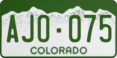 CO license plate AJO075