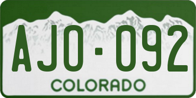 CO license plate AJO092