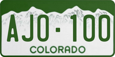 CO license plate AJO100