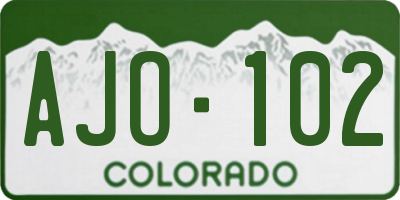 CO license plate AJO102