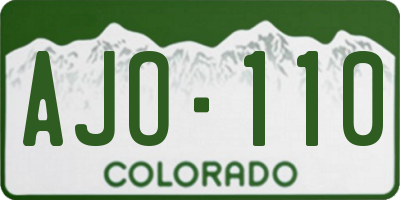 CO license plate AJO110