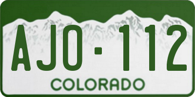 CO license plate AJO112