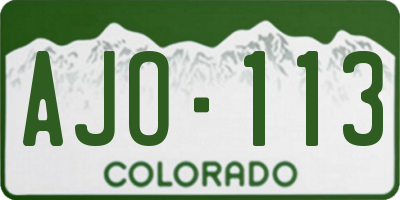 CO license plate AJO113