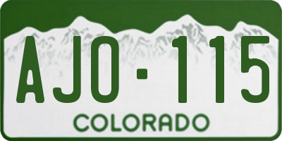 CO license plate AJO115