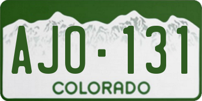 CO license plate AJO131