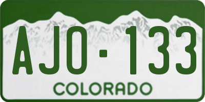 CO license plate AJO133