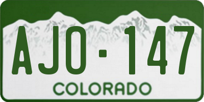 CO license plate AJO147