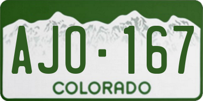 CO license plate AJO167