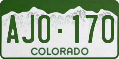 CO license plate AJO170