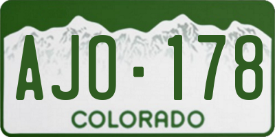 CO license plate AJO178