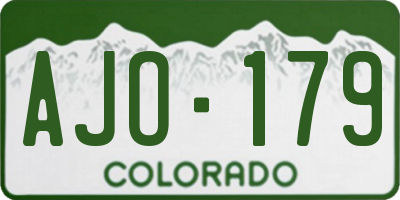 CO license plate AJO179