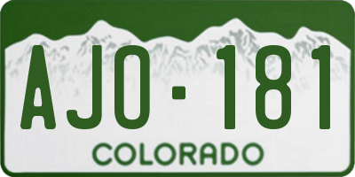 CO license plate AJO181